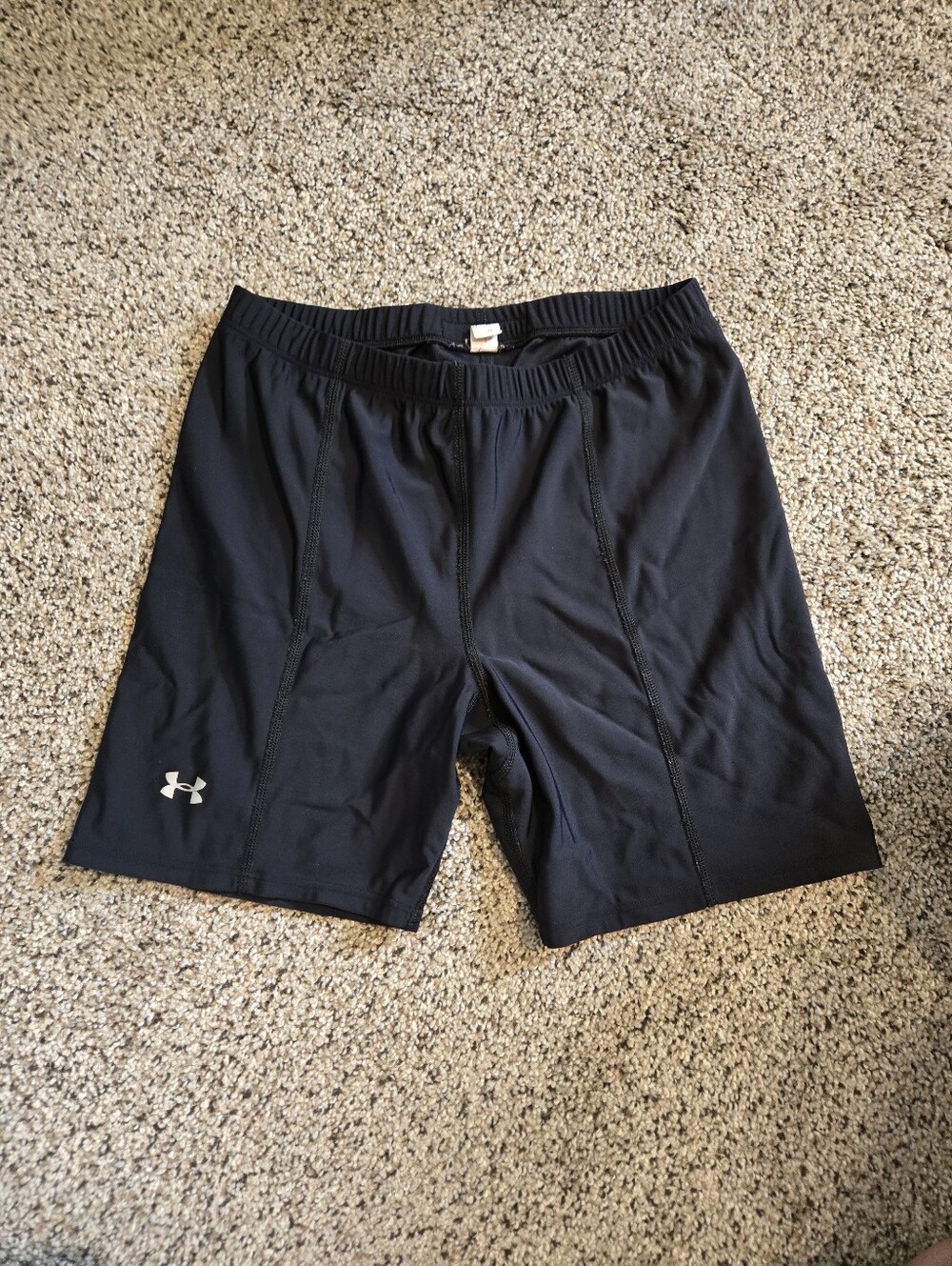 Under Armour Black Athletic Compression Shorts with Reflective Logo